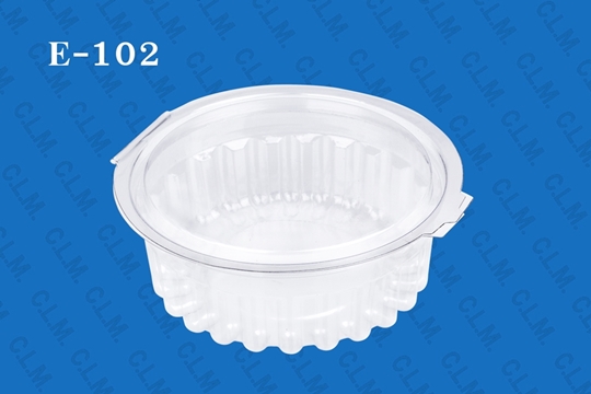 E102 กล่องเค้กพลาสติกE-102 กล่องพลาสติกใส กล่องใสทรงกลม ฝาพับ กล่องขนม กล่องผลไม้