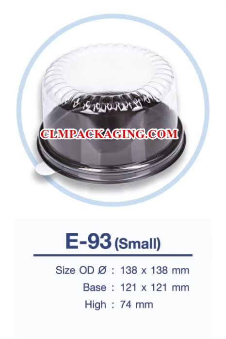 E93เล็ก กล่องเค้กพลาสติกE-93เล็กฐานน้ำตาล  เค้ก 1/2 ปอนด์ เค้กกลม ฟรุ๊ตเค้ก
