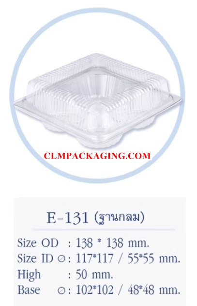 E131 กล่องเค้กพลาสติกE-131 กล่องพลาสติกใส กล่องใส คัพเค้ก4ช่องฝาเรียบ