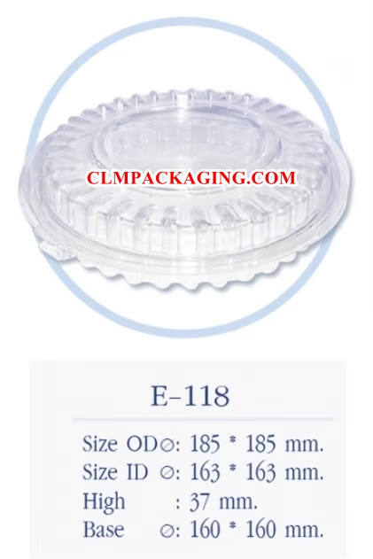 E118 กล่องเค้กพลาสติกE-118 กล่องพลาสติกใส กล่องใส S-1 กล่องพิซซ่า ทรงกลม กล่องพาย